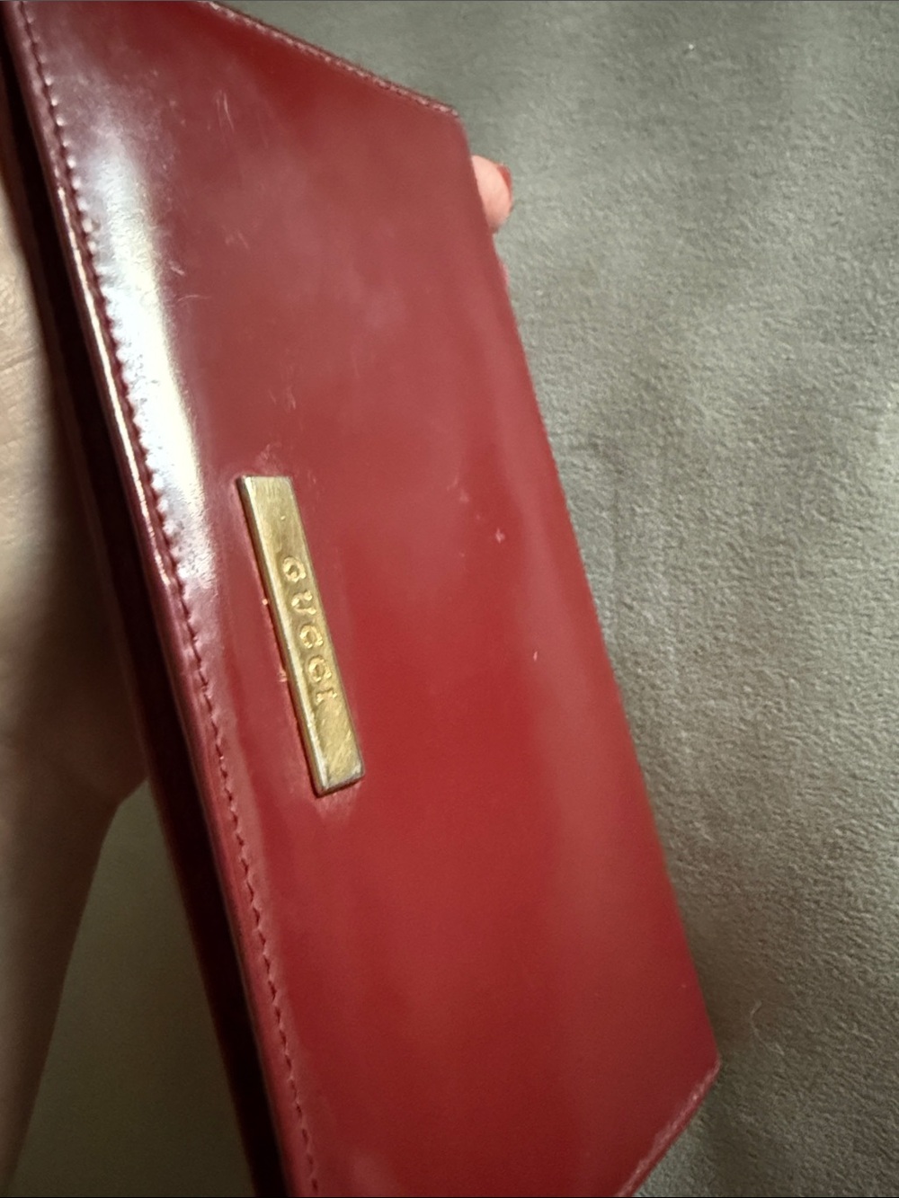 Gucci Burgundy Patent Leather Continental Wallet with Gold Plaque - Picture 2 of 10